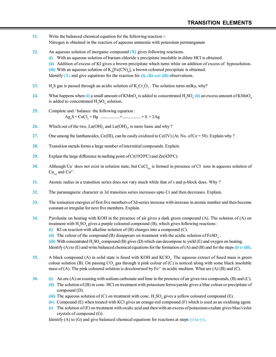 Transition Elements Exercise # 4 - Page 2