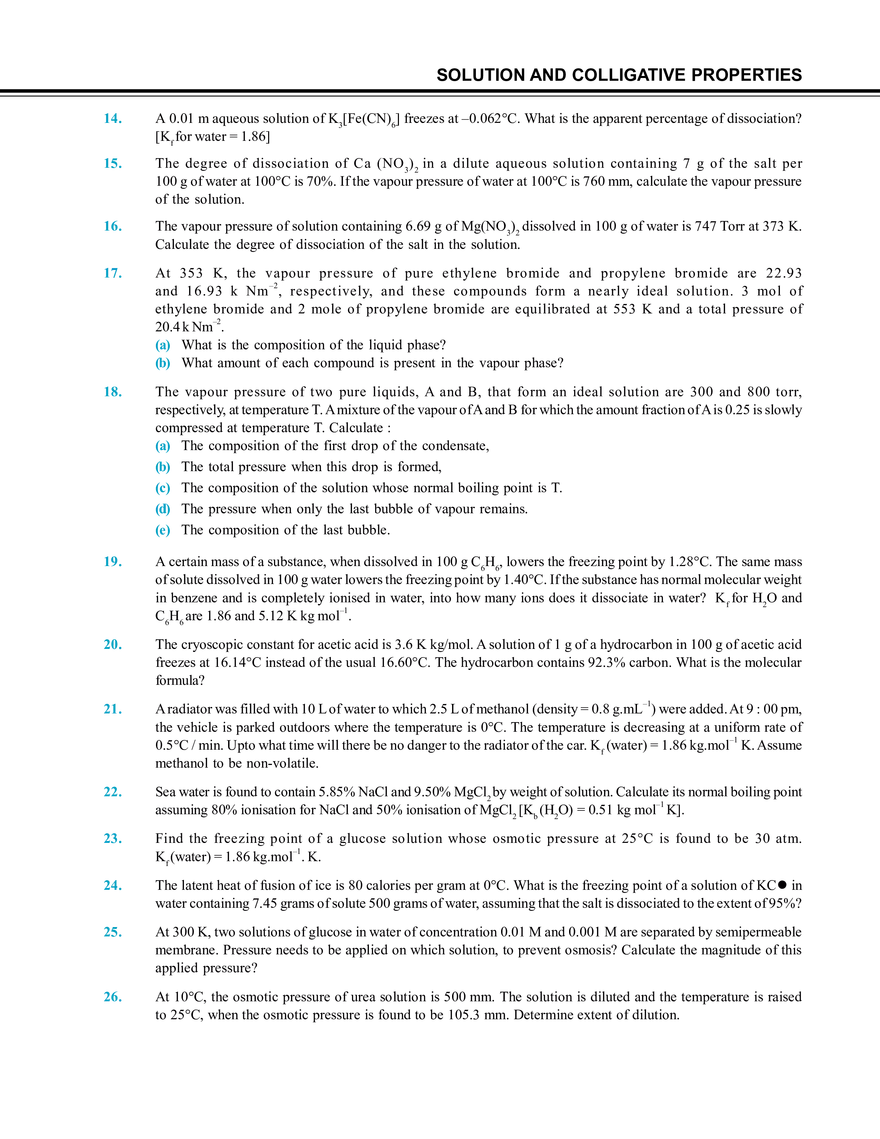 Solution and Colligative Properties Exercise # 4 - Page 2