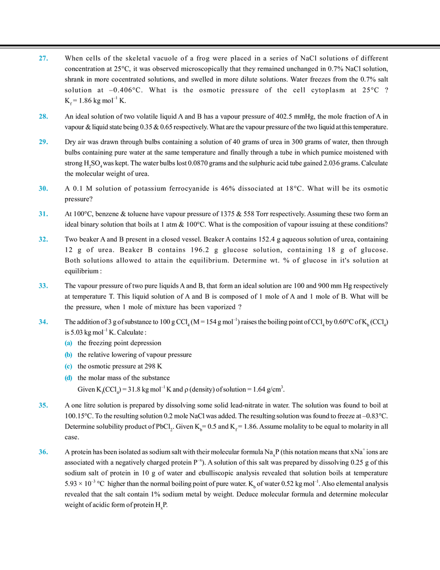 Solution and Colligative Properties Exercise # 4 - Page 3