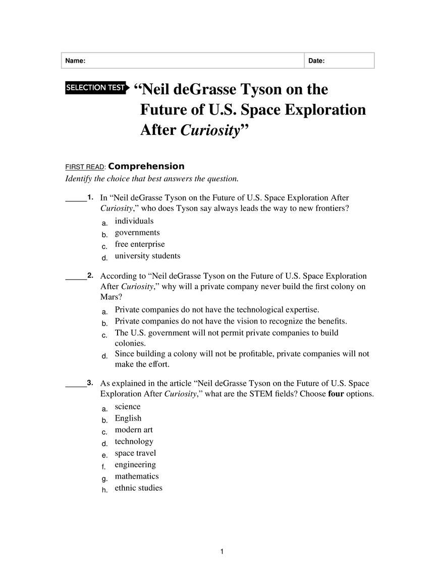 Neil deGrasse Tyson on the Future of U.S. Space Exploration After Curiosity - Page 1