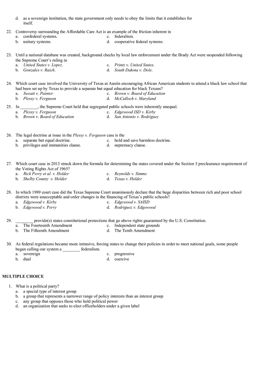 Review Questions Mid Term - Politology Pt1 - Page 3