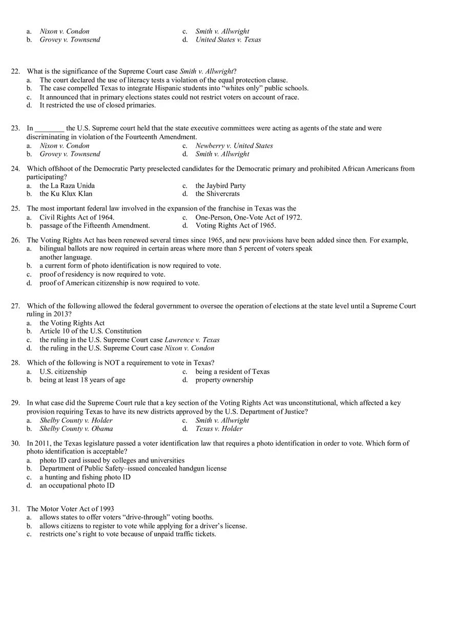 Review Questions Mid Term - Politology Pt2 - Page 8