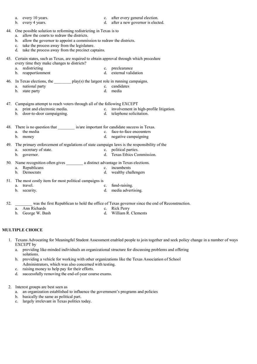 Review Questions Mid Term - Politology Pt2 - Page 10
