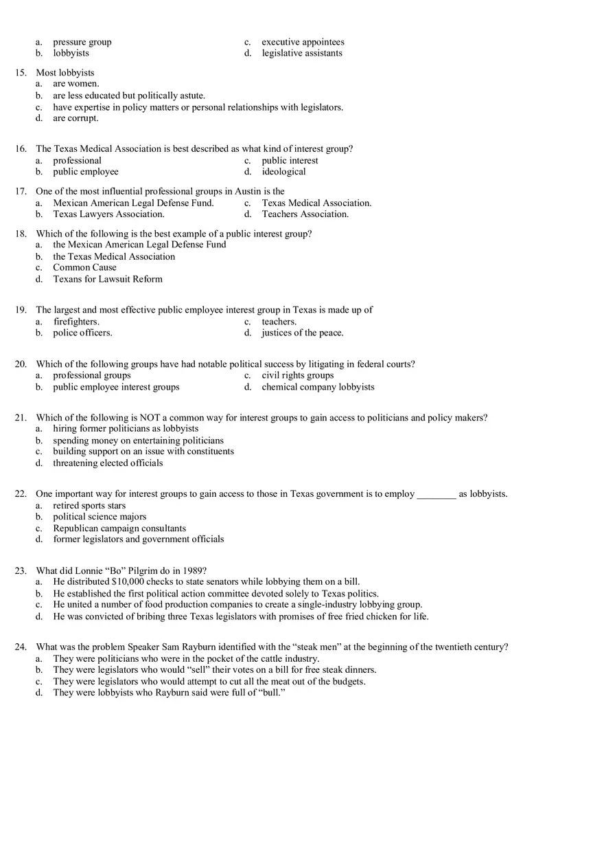 Review Questions Mid Term - Politology Pt2 - Page 12