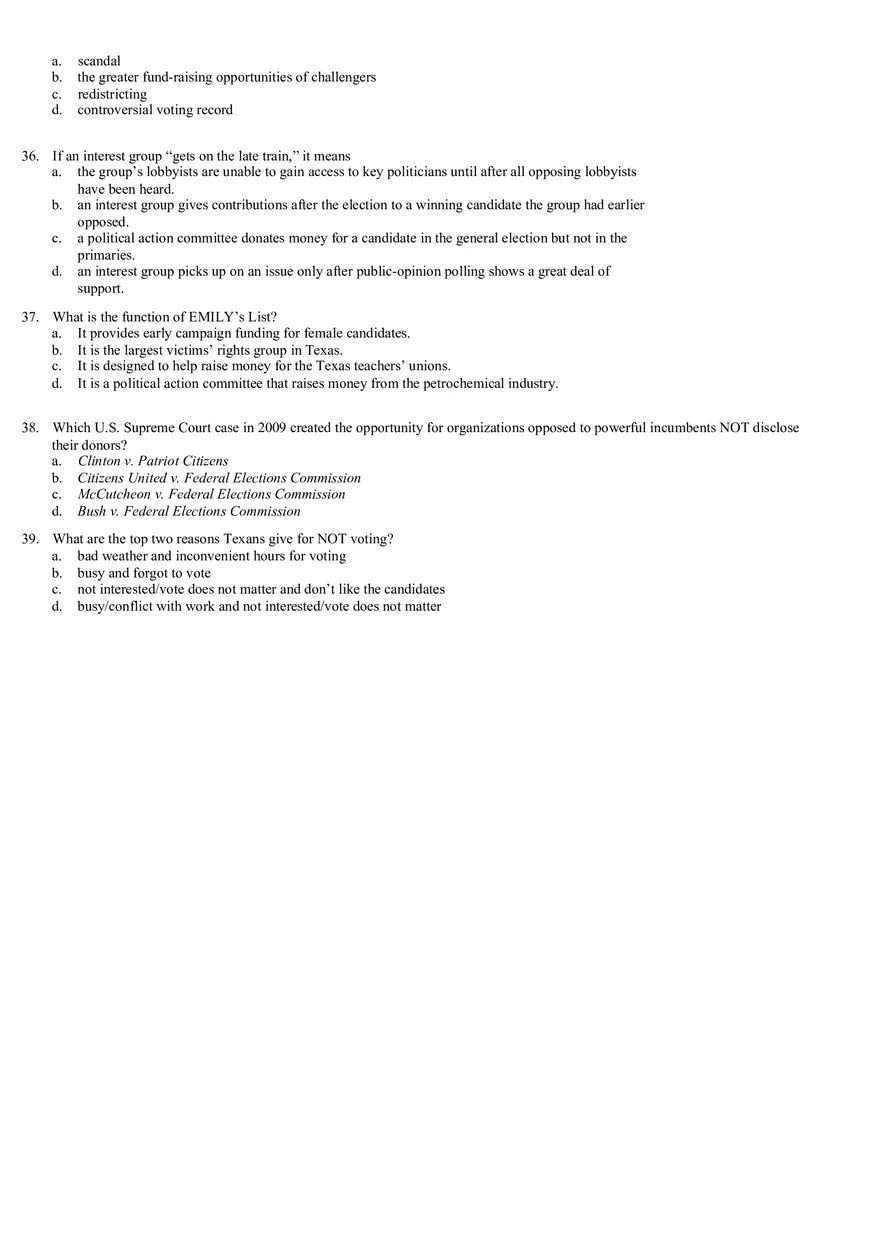 Review Questions Mid Term - Politology Pt2 - Page 4