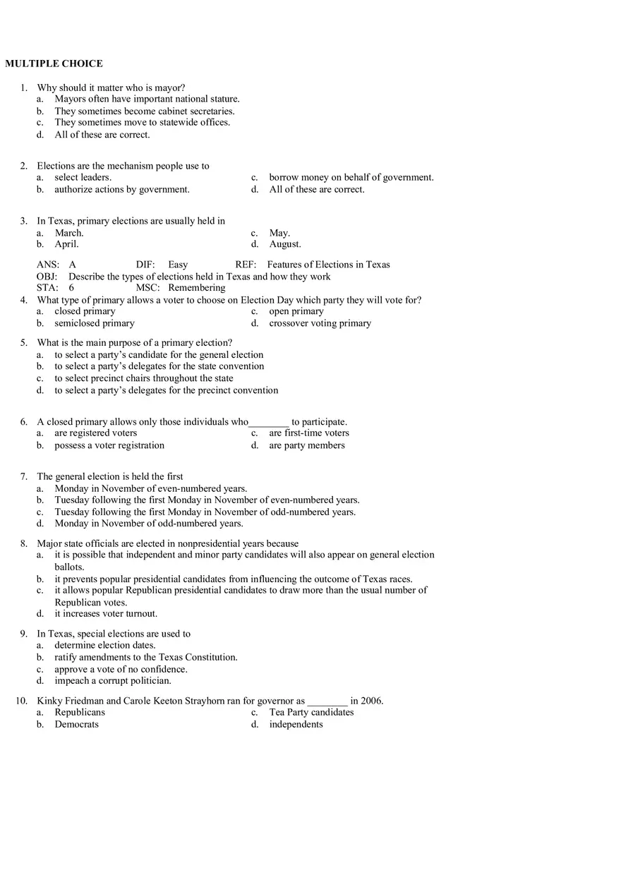 Review Questions Mid Term - Politology Pt2 - Page 6