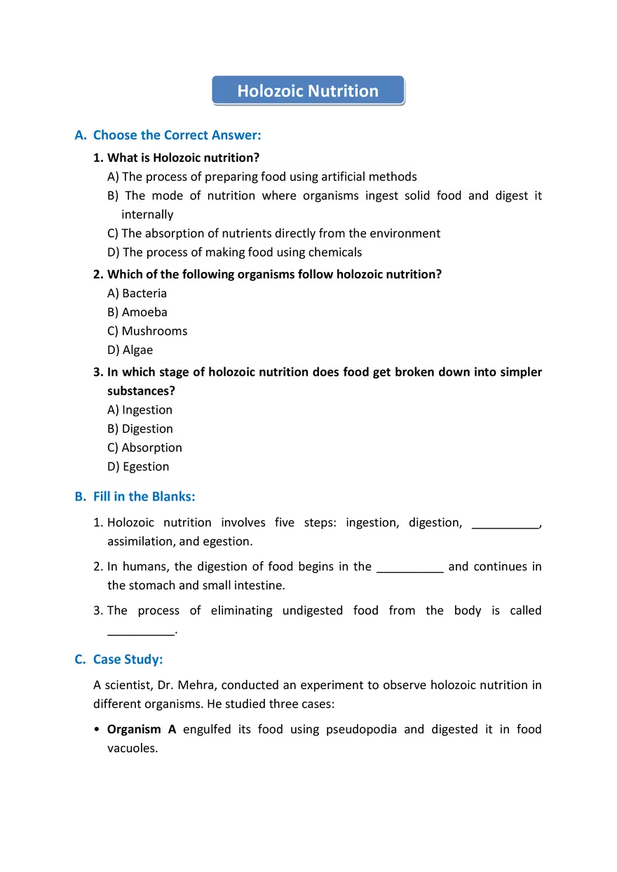 Holozoic Nutrition - Page 1