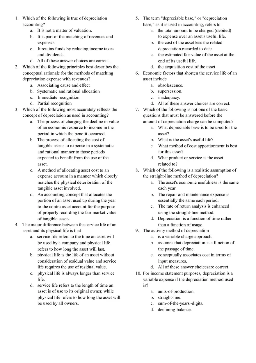 Intermediate Accounting Test Bank Depreciation - Page 1