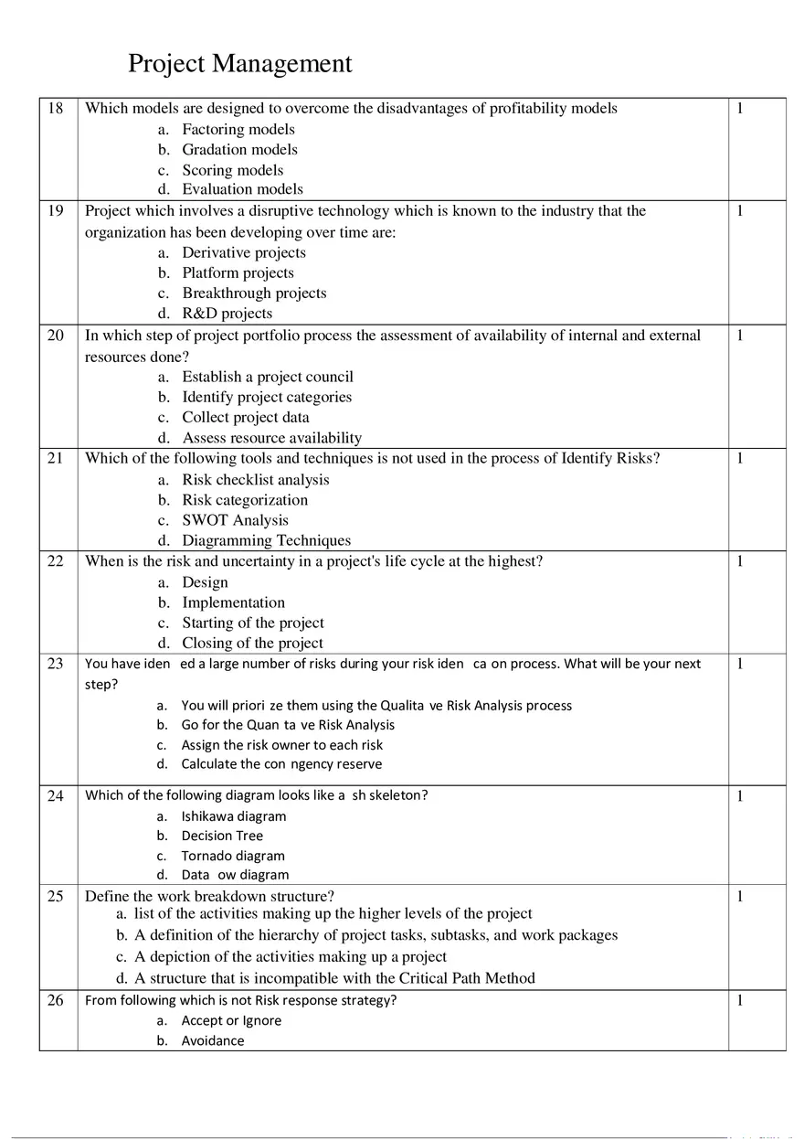 Practice Question of Project Management Set 1 - Page 3