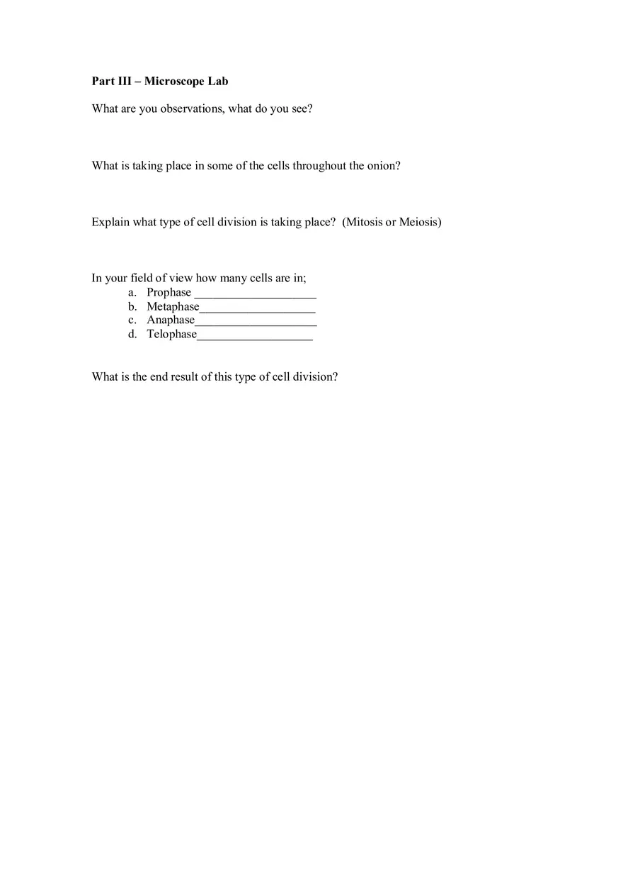 Mitosis and Meiosis Assignment - Page 3