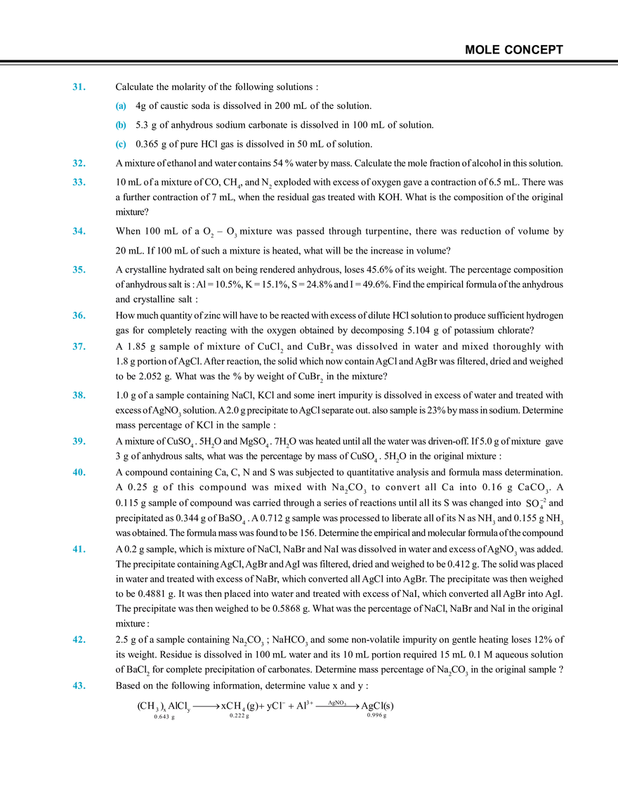 Mole Concept Exercise # 4 - Page 3