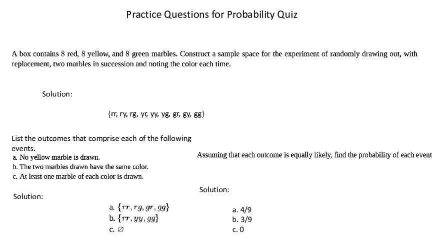 Practice Questions for Probability Quiz - Page 2