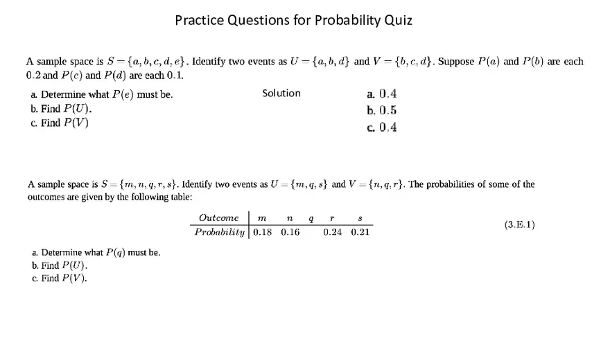 Practice Questions for Probability Quiz - Page 3