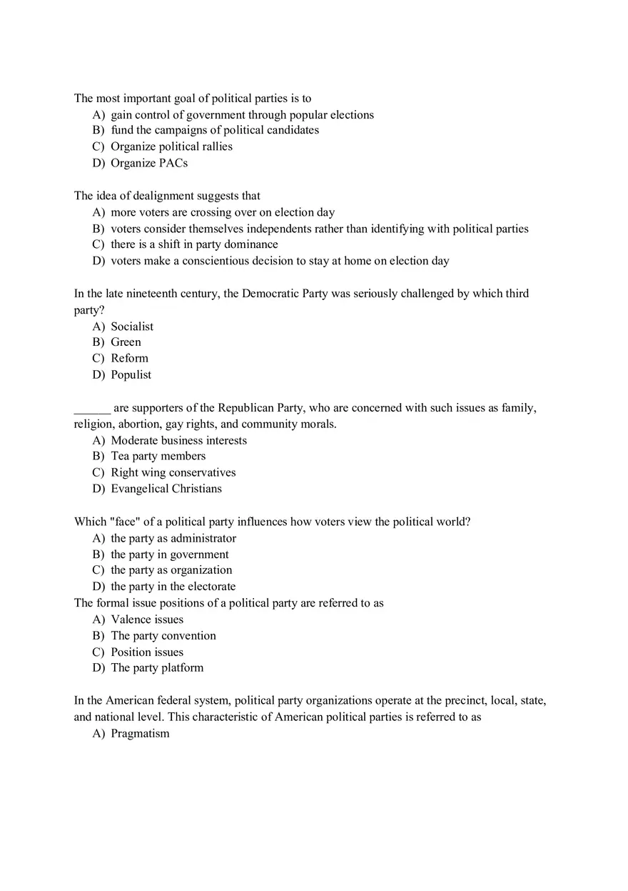 Chapter 5 Political Parties Quiz - Page 7
