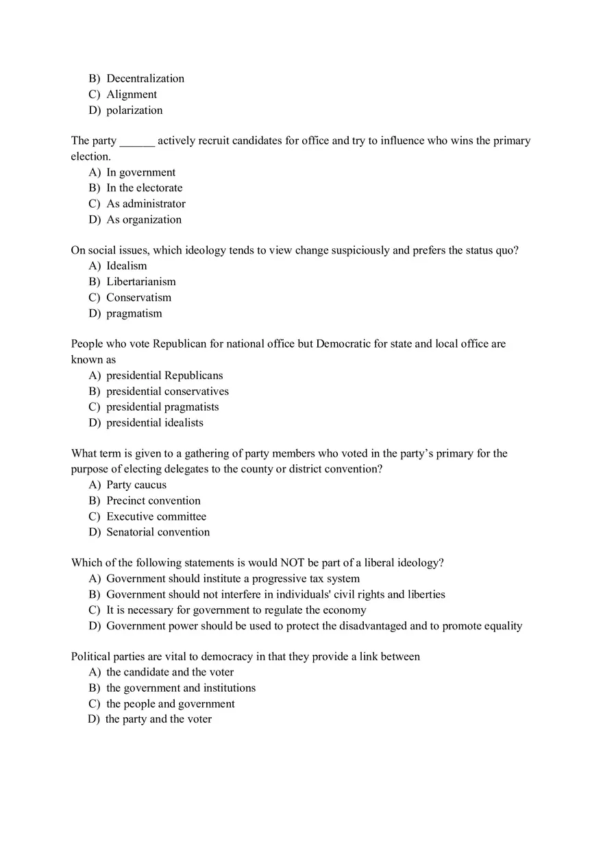 Chapter 5 Political Parties Quiz - Page 8