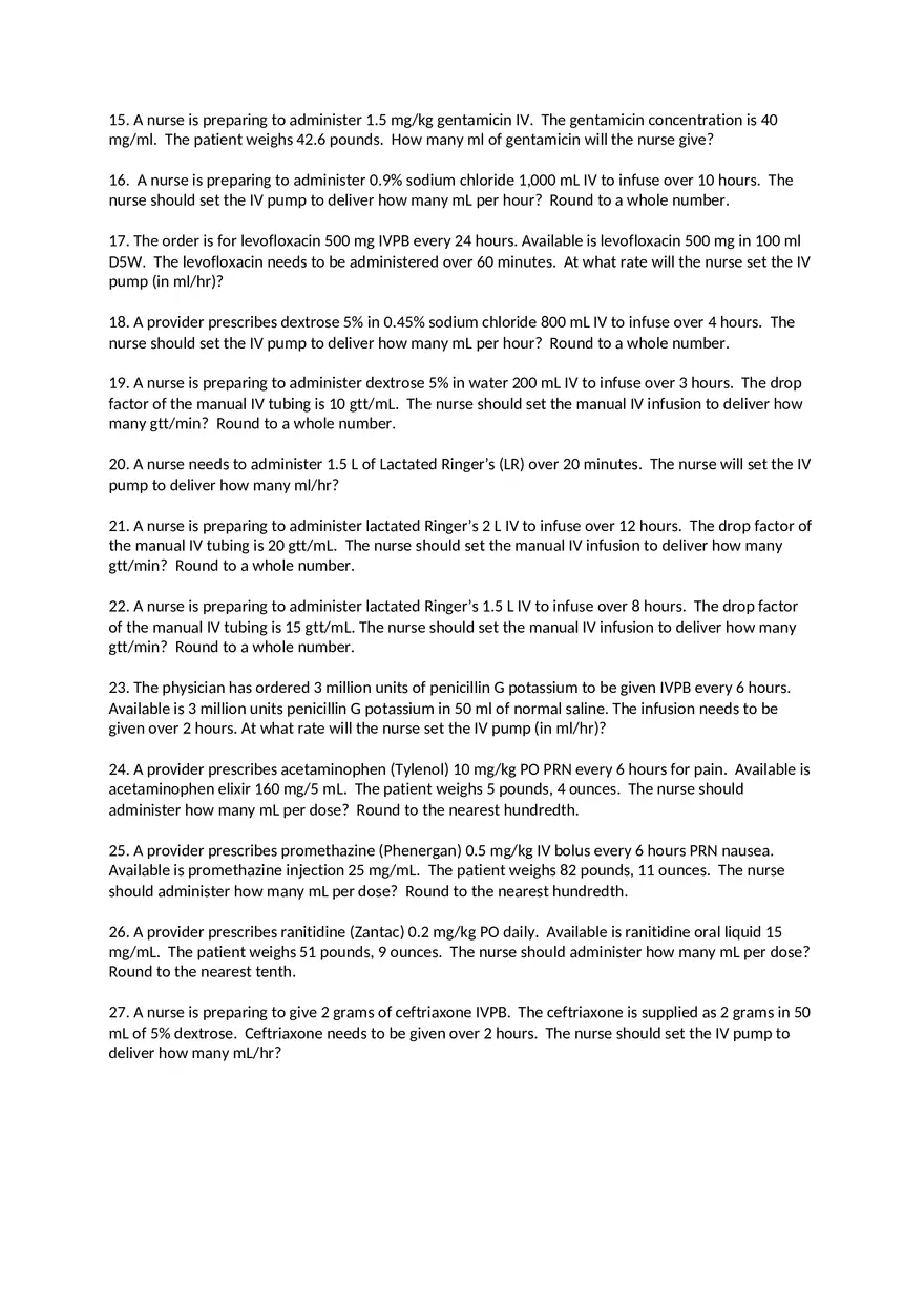 Combination Dosage Calculation Practice Problems - Page 2