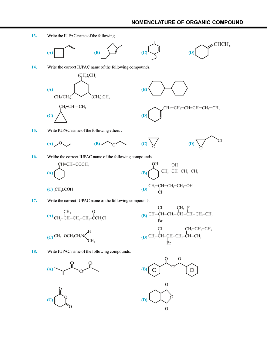 Nomenclature of Organic Compound Exercise # 4 - Page 3