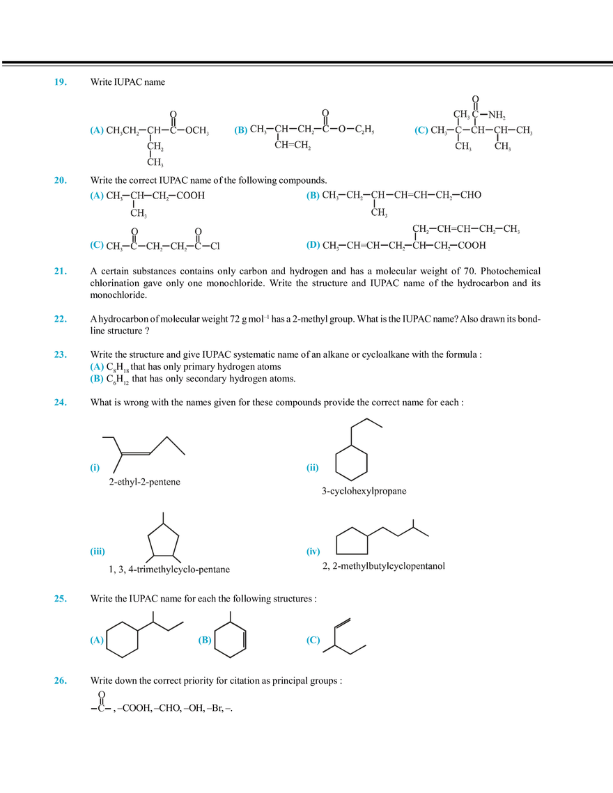 Nomenclature of Organic Compound Exercise # 4 - Page 4