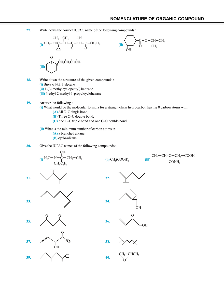 Nomenclature of Organic Compound Exercise # 4 - Page 5