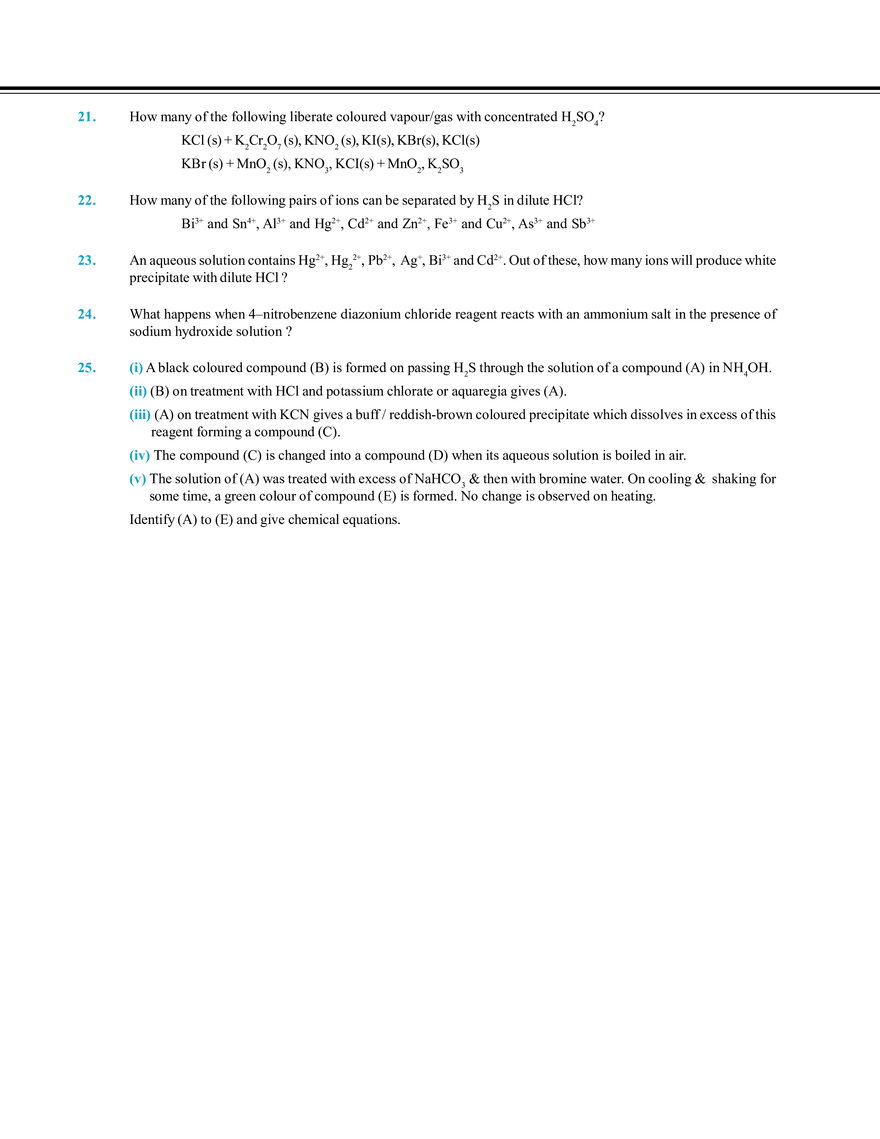 Salt Analysis and Qualitative Analysis  Exercise # 4 - Page 3