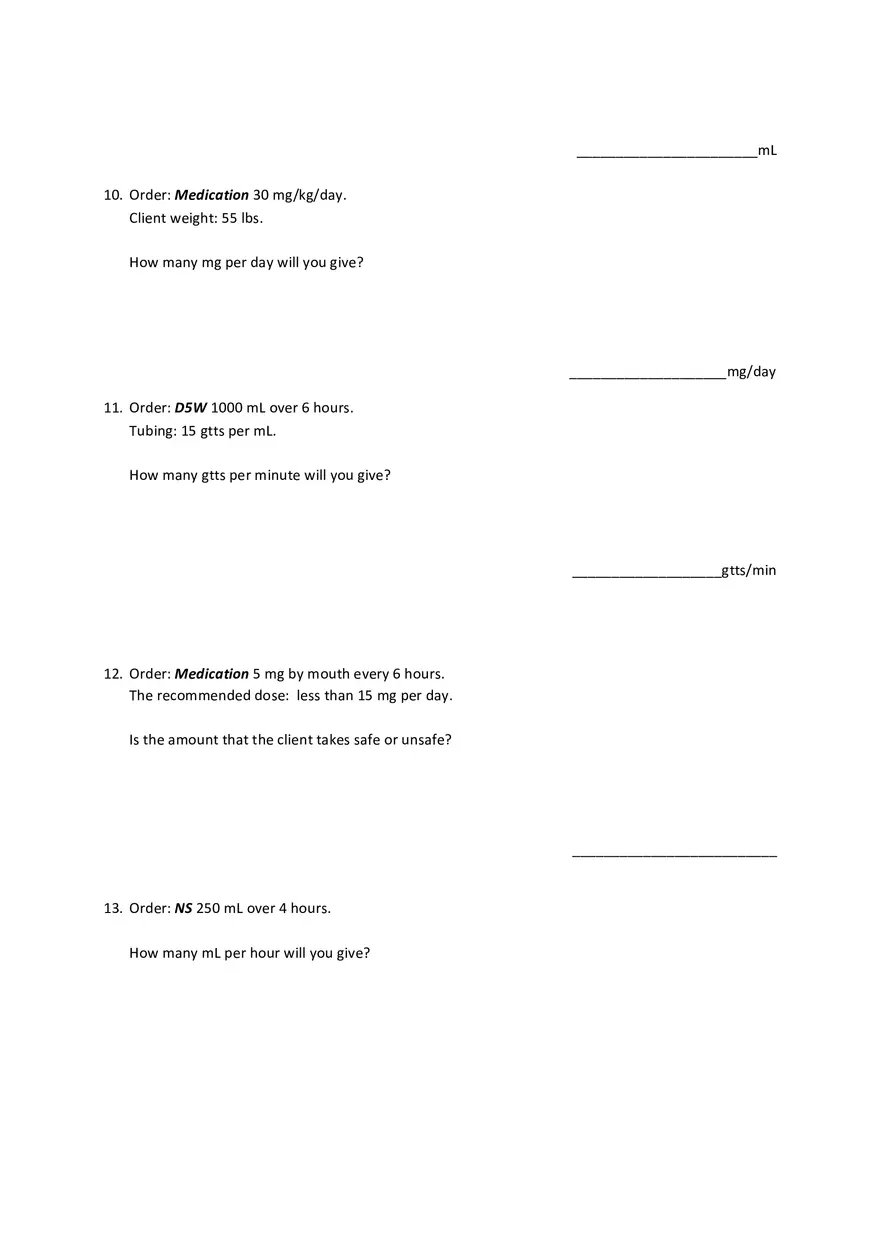 Foundation Dosage Calculation Practice Exam - Page 3