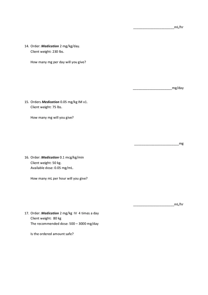Foundation Dosage Calculation Practice Exam - Page 4