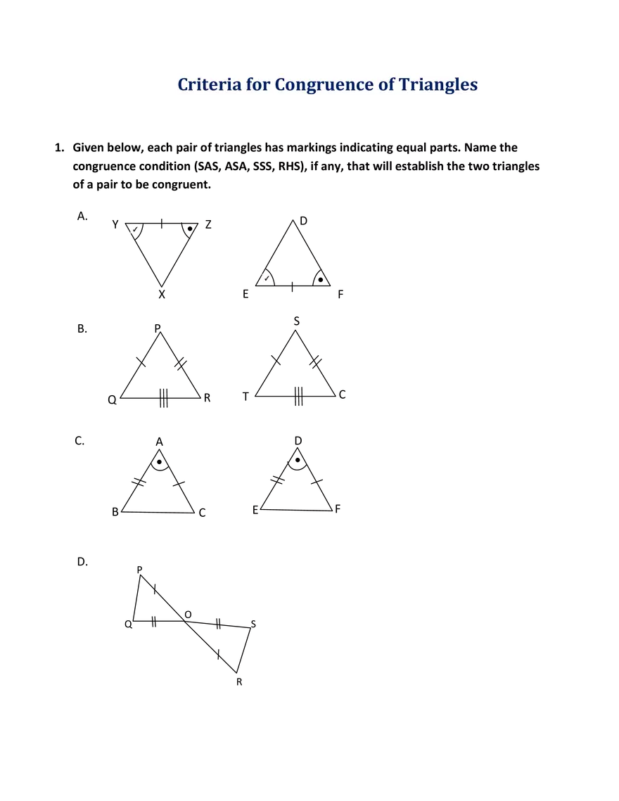 Criteria for Congruence of Triangles - Page 1