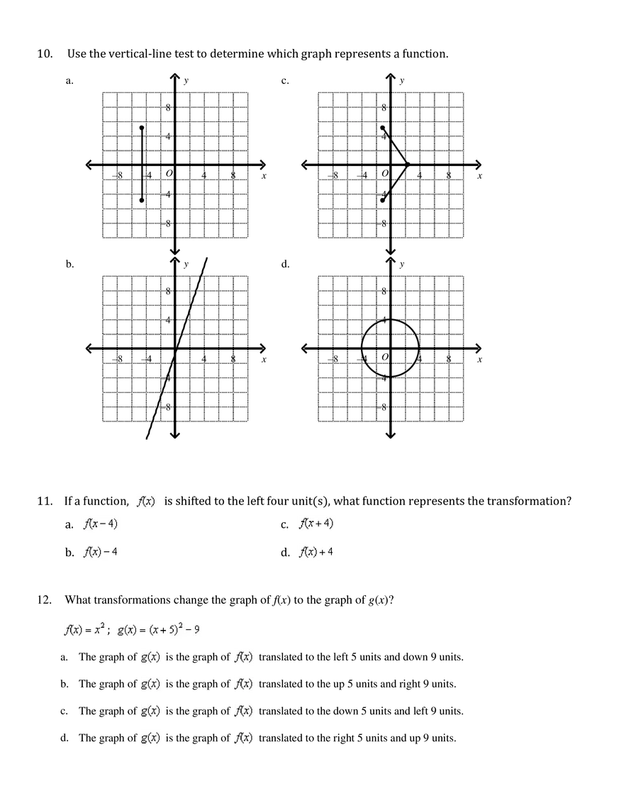 Algebra 2 Semester 1 Final A - Page 3