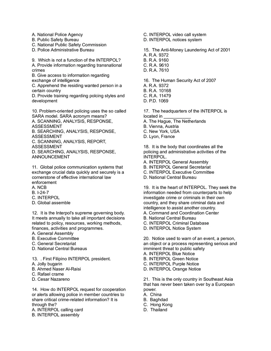 Quiz 1- Law Enforcement Organization and Administration - Page 4