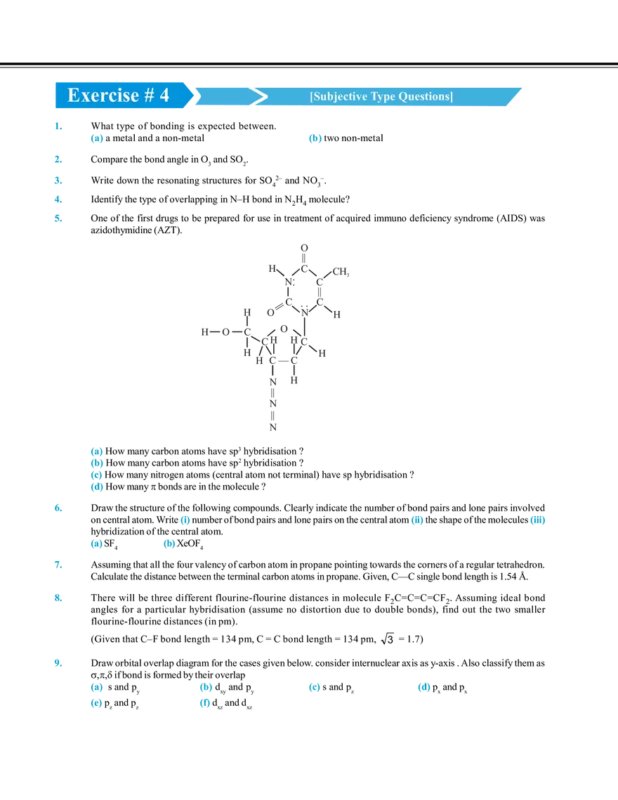 Chemical Bonding Exercise # 4 - Page 1