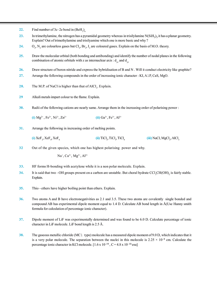 Chemical Bonding Exercise # 4 - Page 3