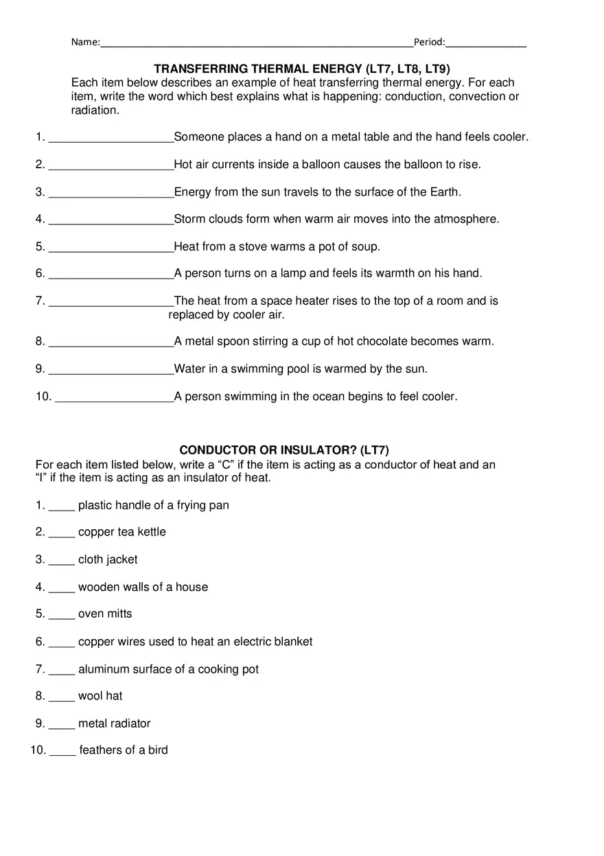 Transferring Thermal Energy - Page 1