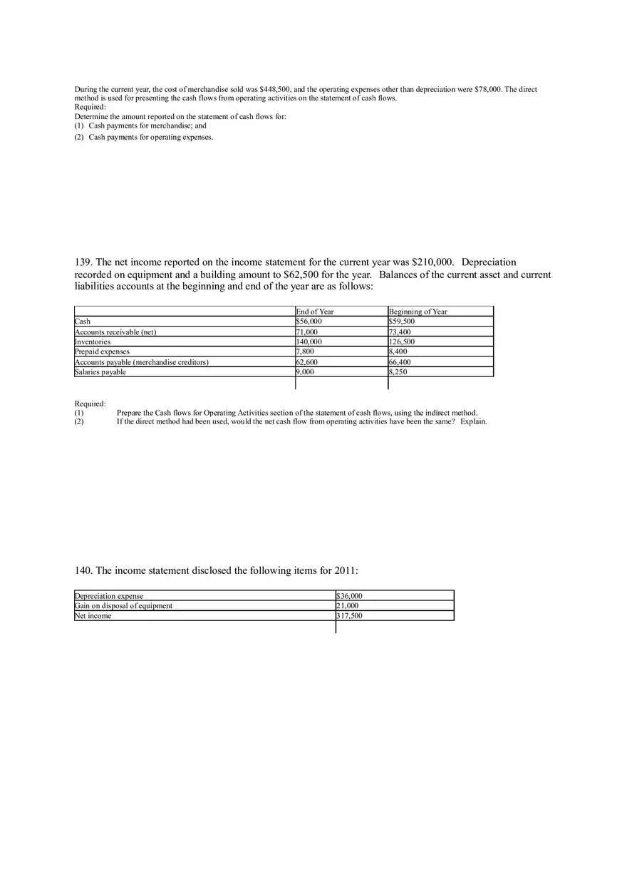 Statement of Cash Flows Questions Part 3 - Page 8