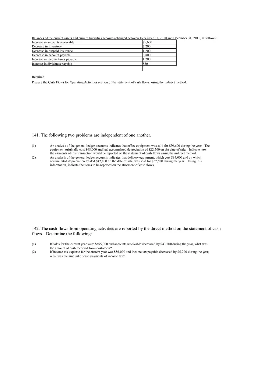 Statement of Cash Flows Questions Part 3 - Page 9