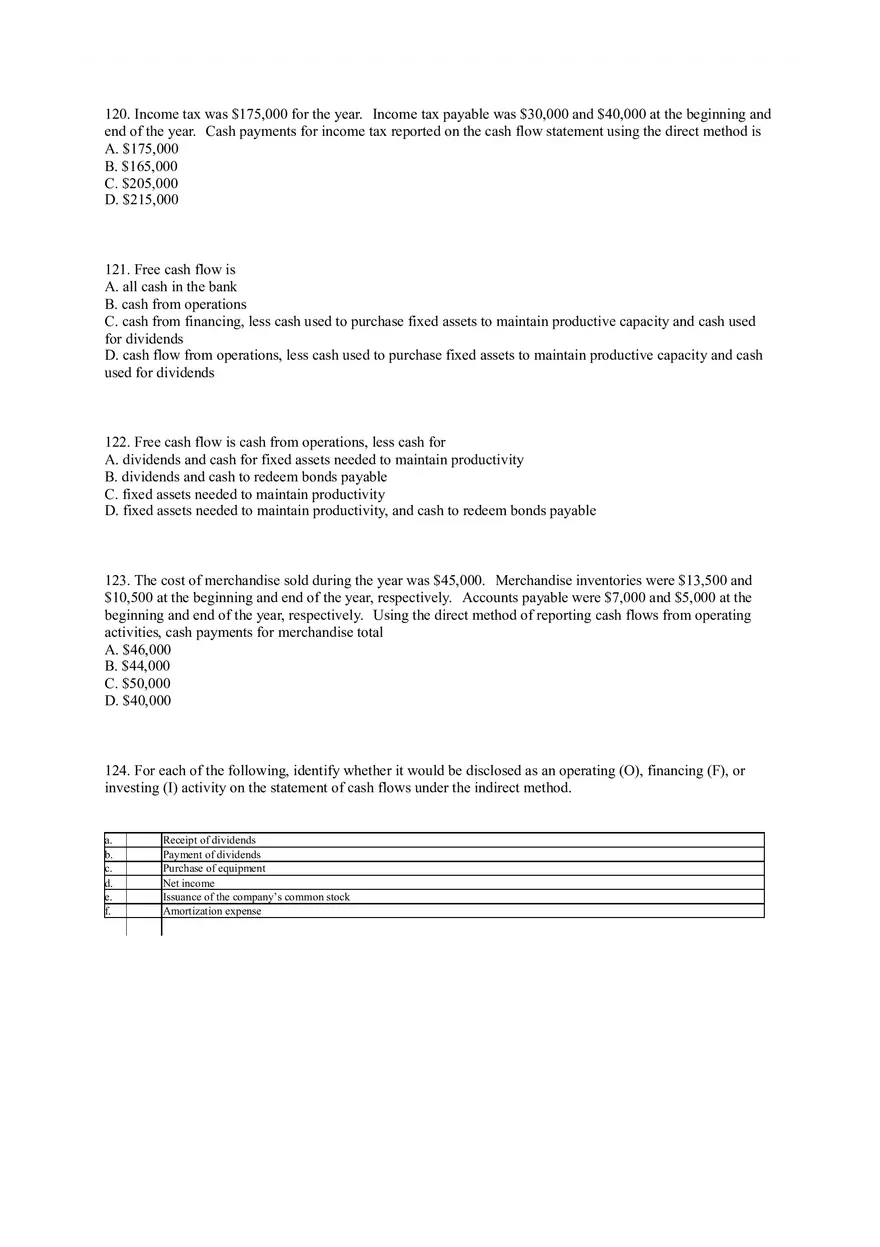 Statement of Cash Flows Questions Part 3 - Page 1
