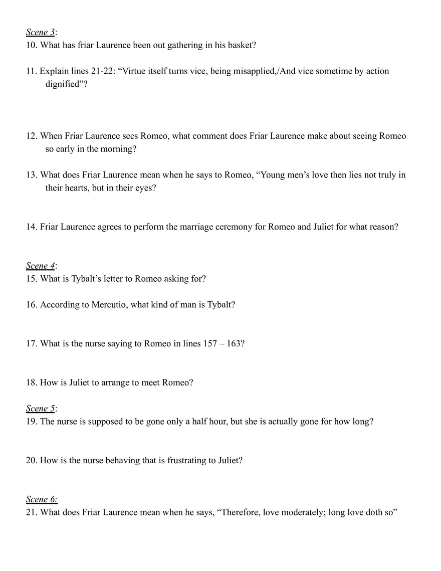 Romeo and Juliet Act 2 Reading and Study Guide - Page 2