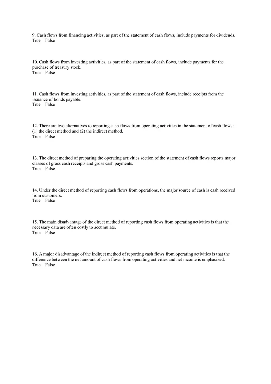 Statement of Cash Flows Questions Part 1 - Page 2