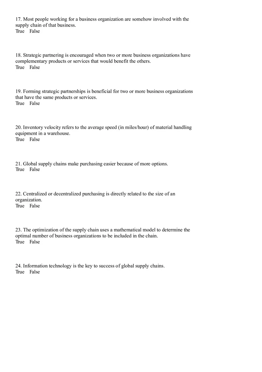 Industrial Engineering Supply Chain Management Questions - Page 7
