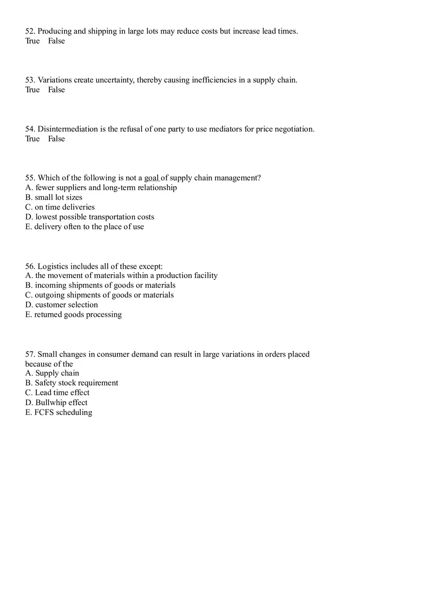 Industrial Engineering Supply Chain Management Questions - Page 11