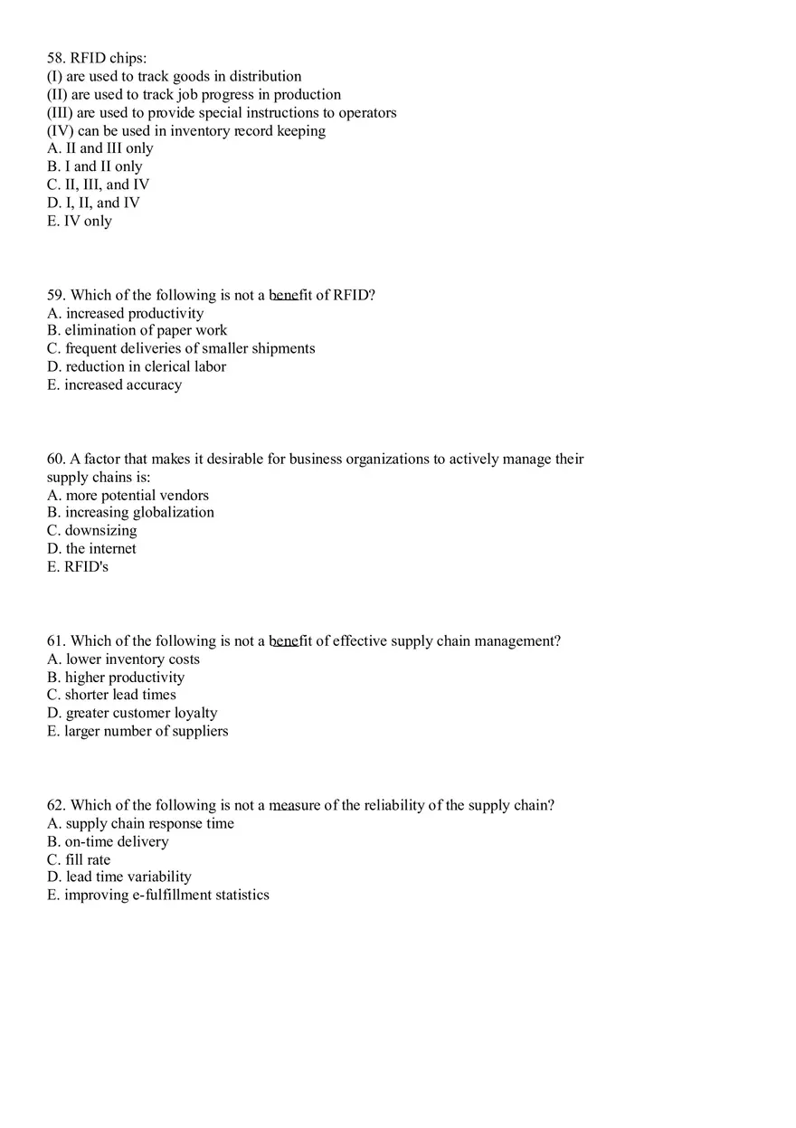 Industrial Engineering Supply Chain Management Questions - Page 12