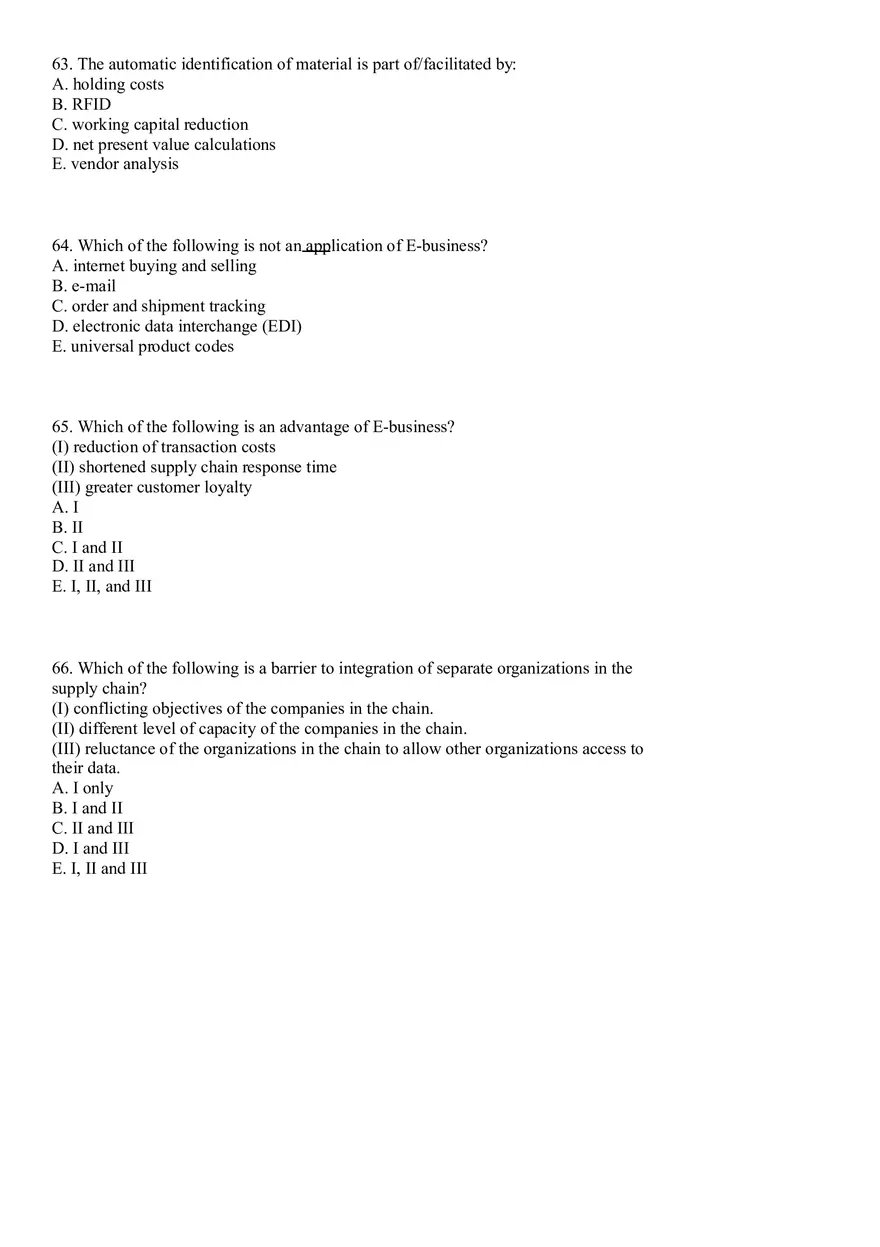 Industrial Engineering Supply Chain Management Questions - Page 13
