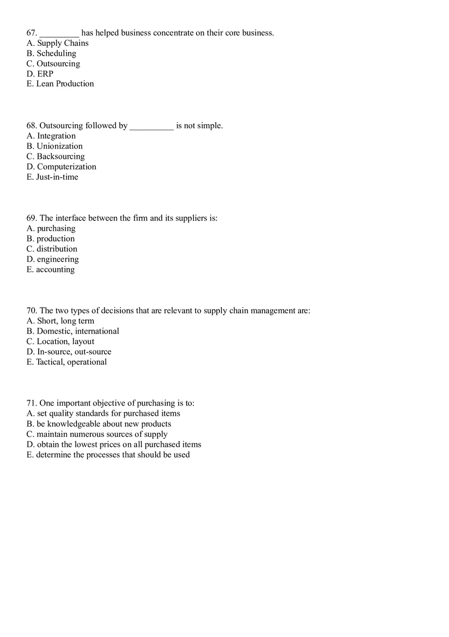 Industrial Engineering Supply Chain Management Questions - Page 14