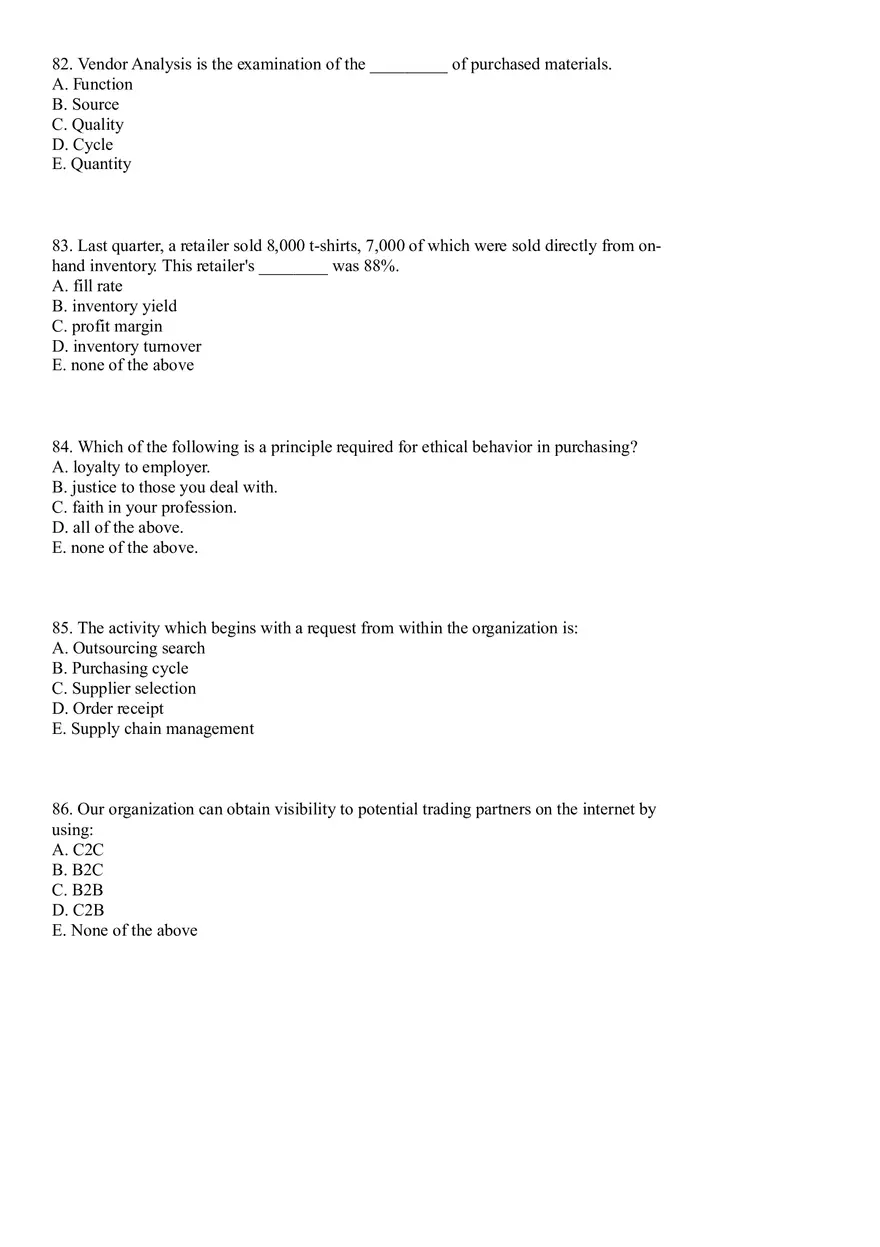 Industrial Engineering Supply Chain Management Questions - Page 5