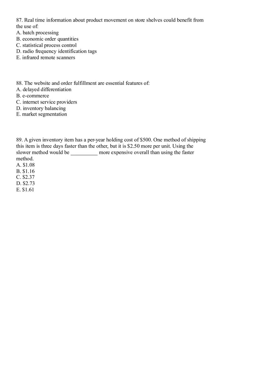 Industrial Engineering Supply Chain Management Questions - Page 6