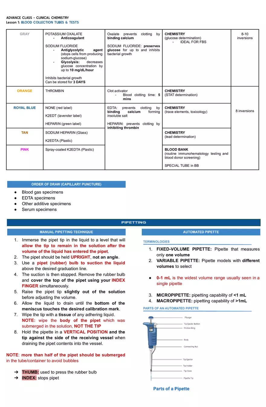 Lesson 1 Blood Collection Tubes & Tests - Page 2