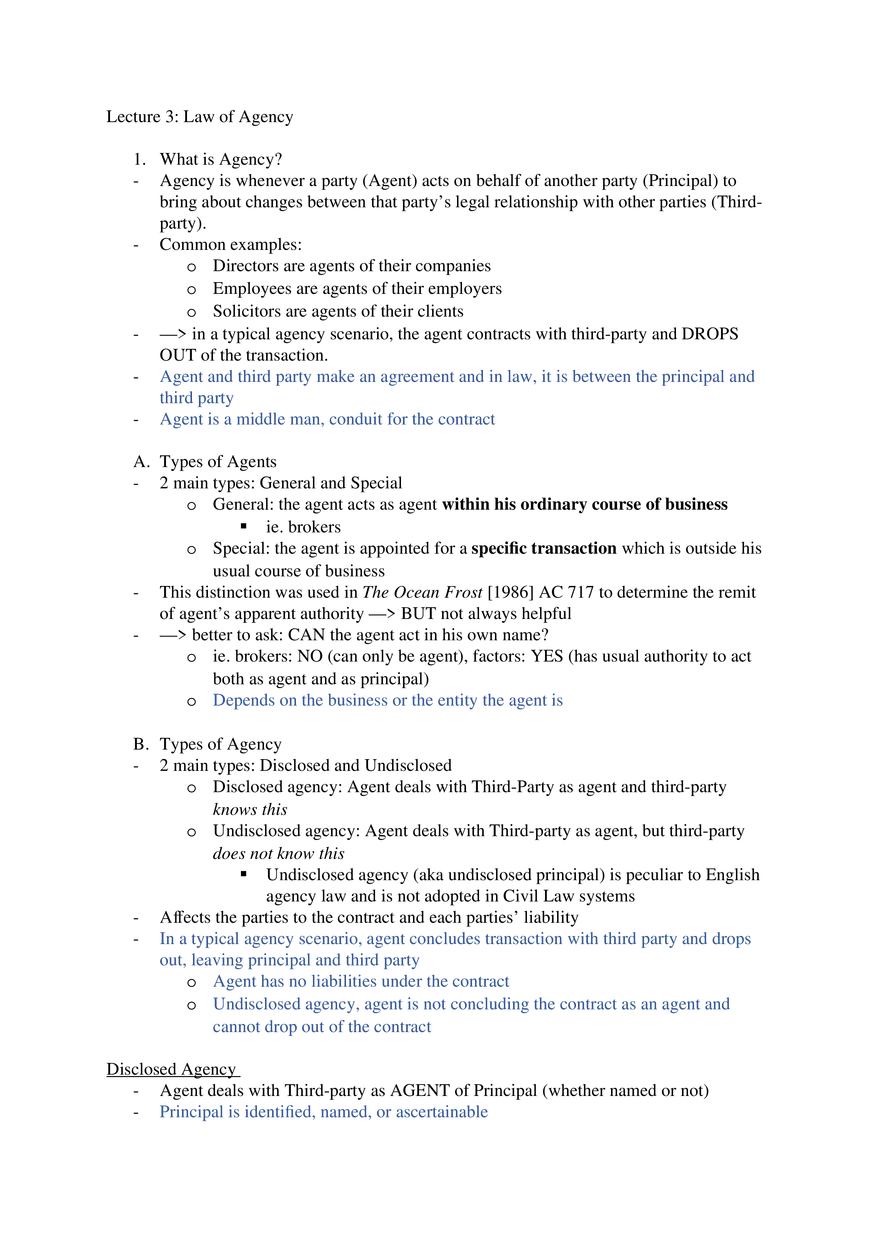Lecture 3 Law of Agency - Page 1