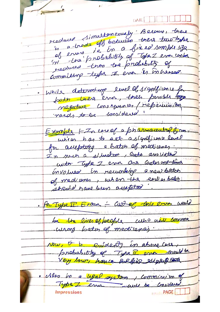 Hypothesis Testing Concepts and Theory Notes - Page 21