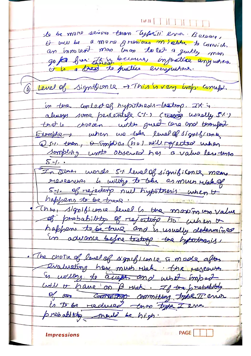 Hypothesis Testing Concepts and Theory Notes - Page 3