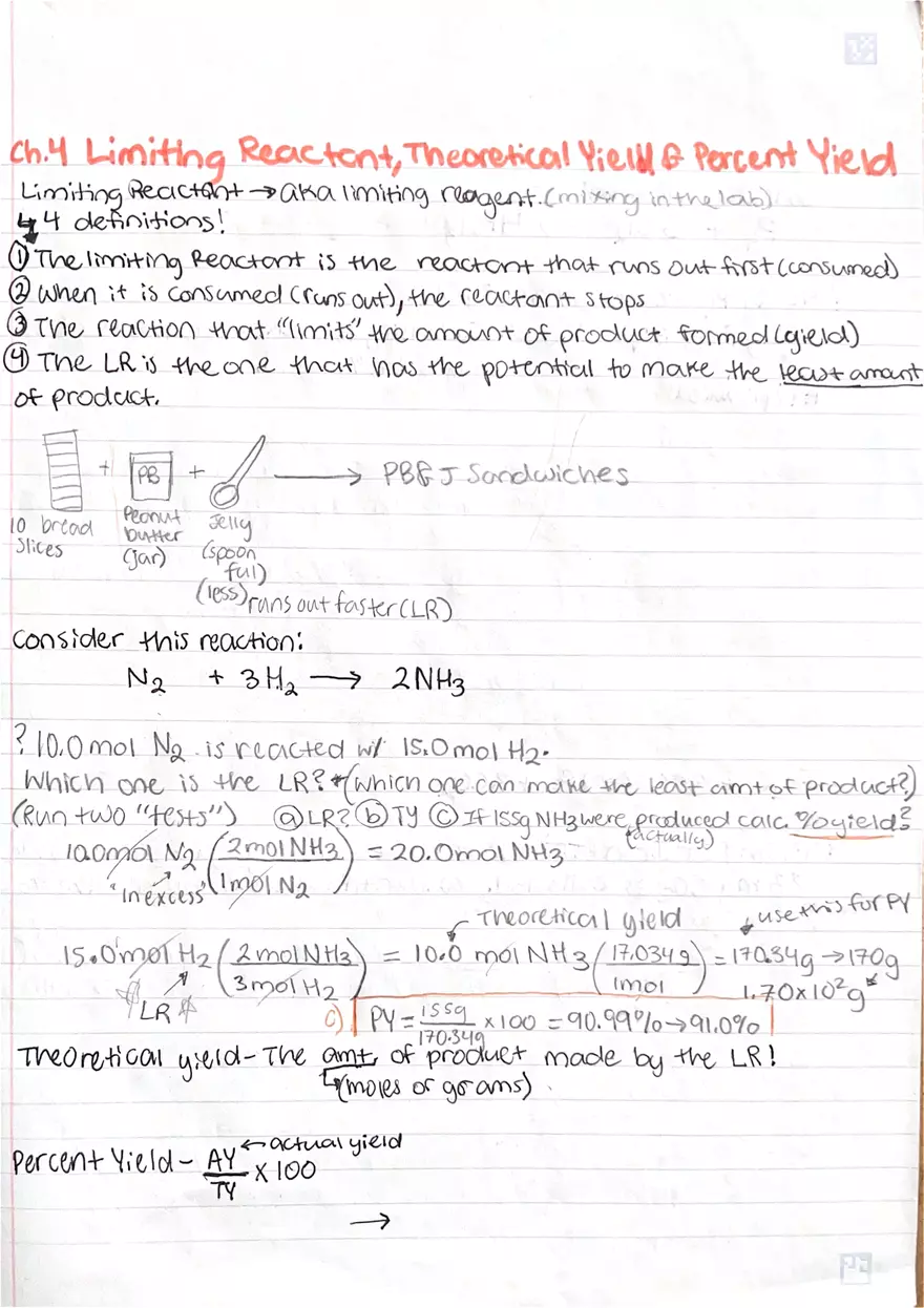 Limiting Reactant, Theoretical Yield, and Percent Yield - Page 1