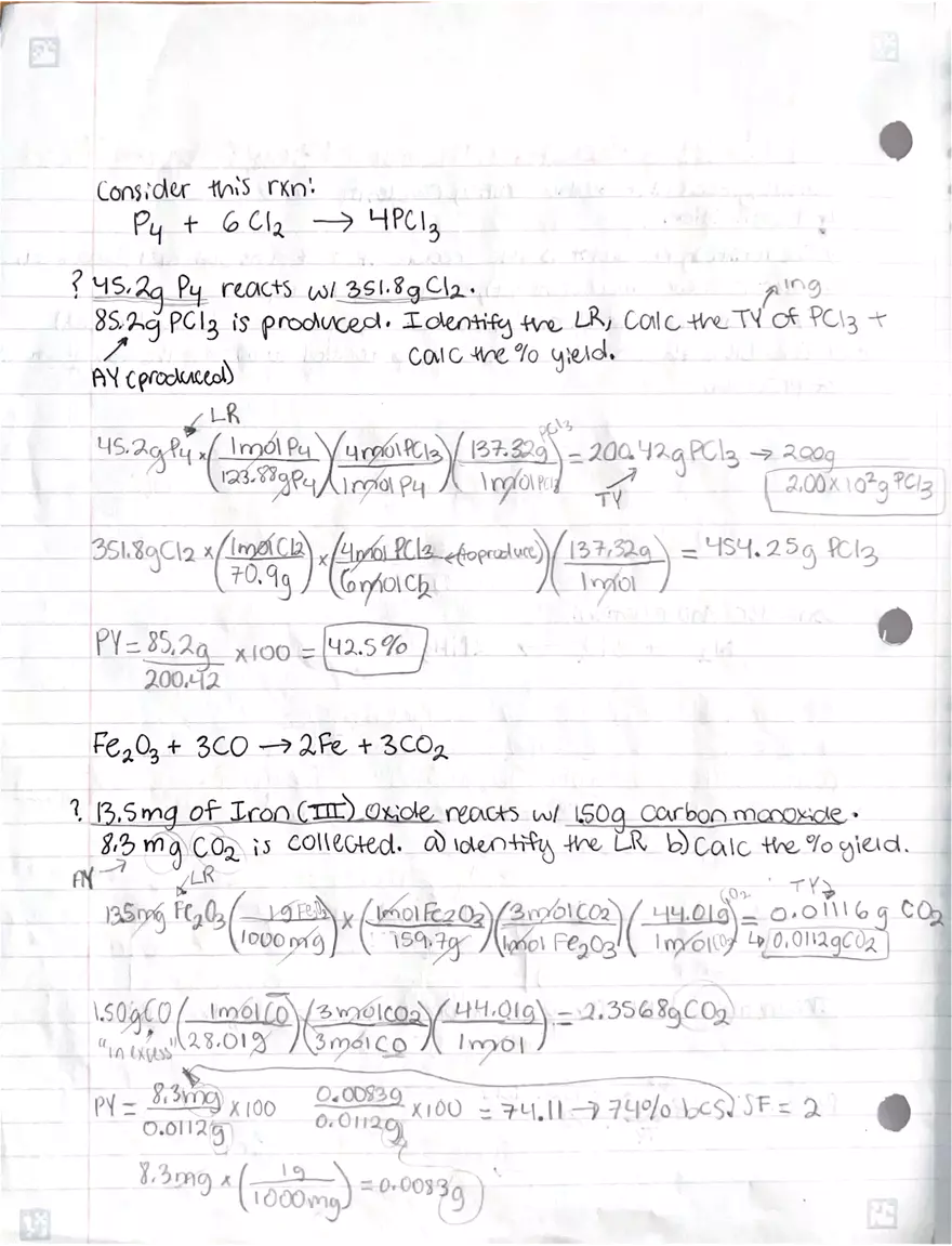 Limiting Reactant, Theoretical Yield, and Percent Yield - Page 2